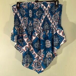 Womens strapless tube top paisley boho pattern